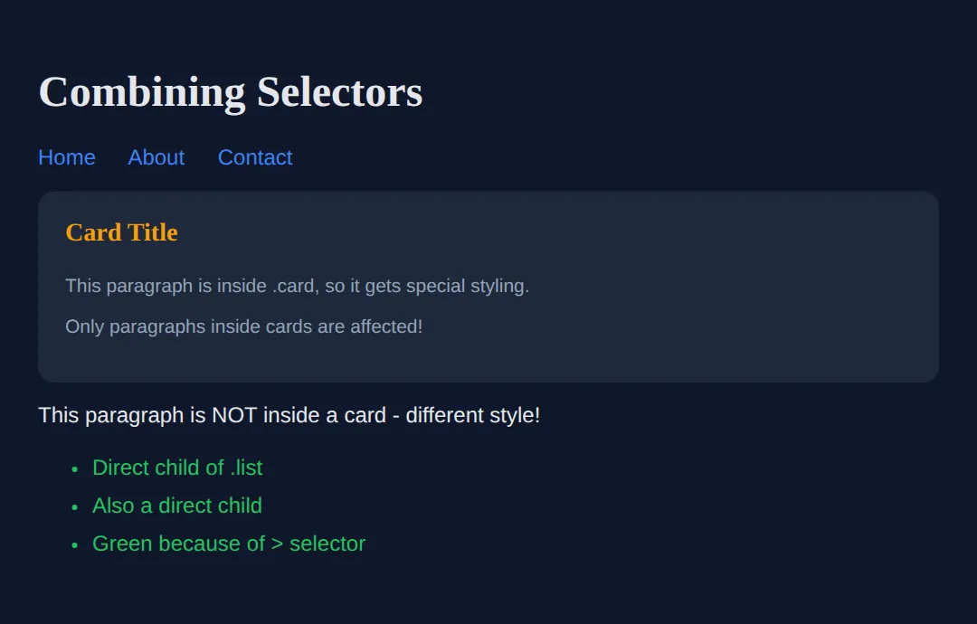 The page this code makes: Target specific elements with precision