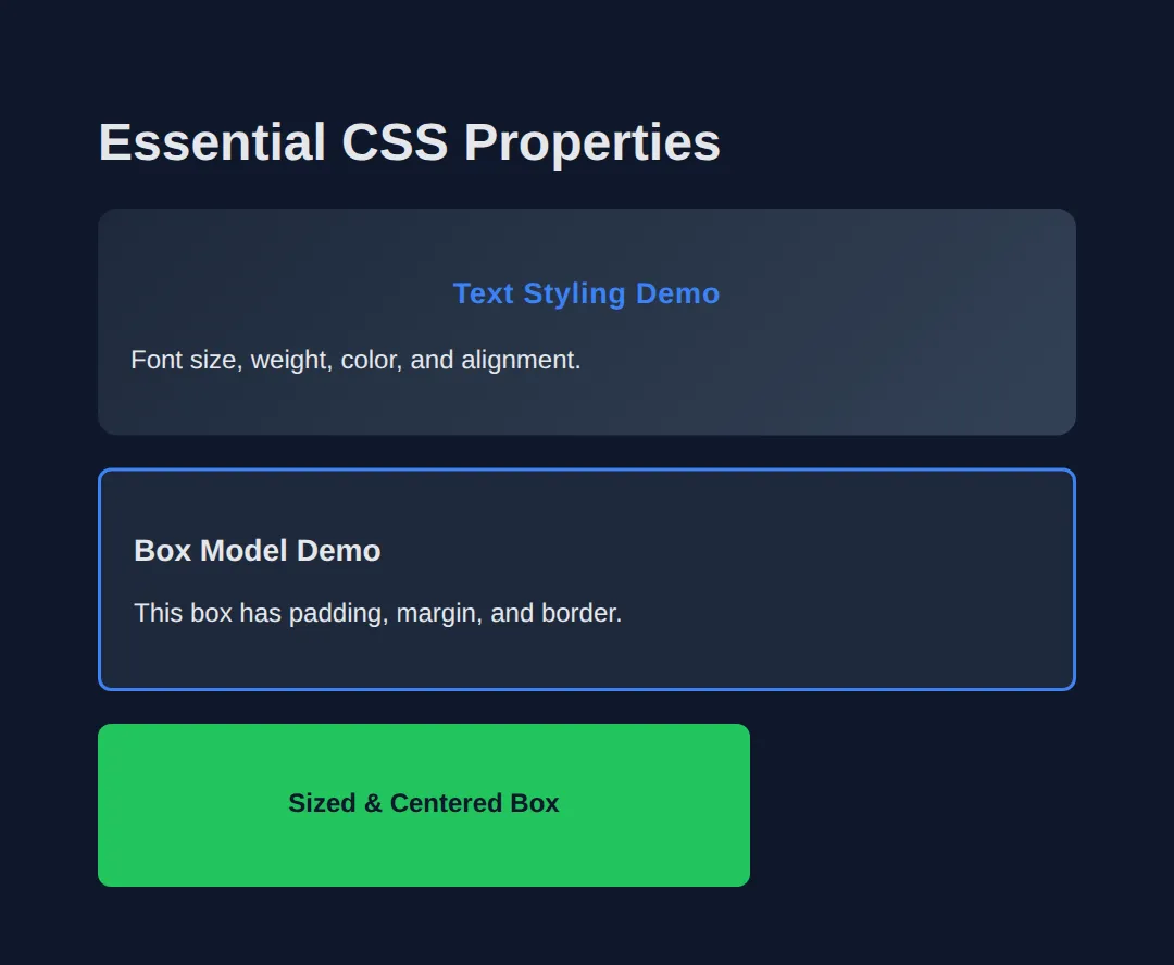 The page this code makes: Colors, fonts, spacing, and layout basics