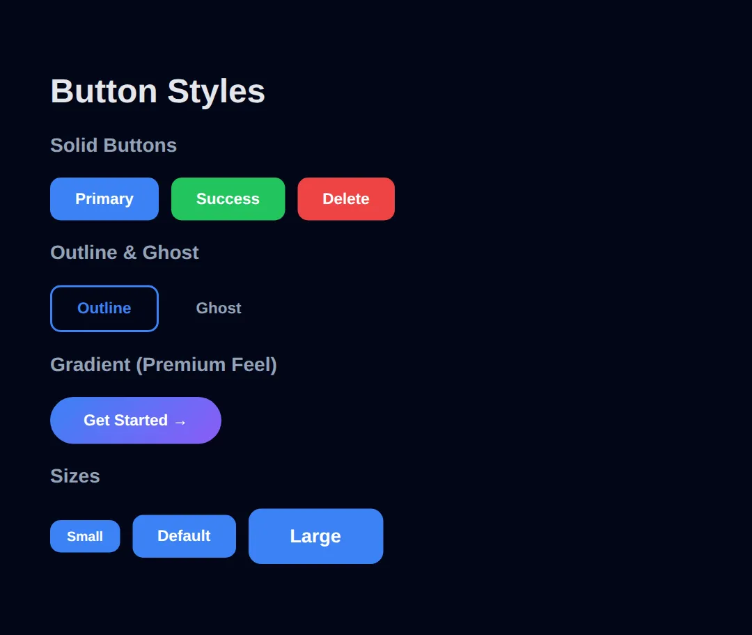 The page this code makes: Build a complete button system with hover effects