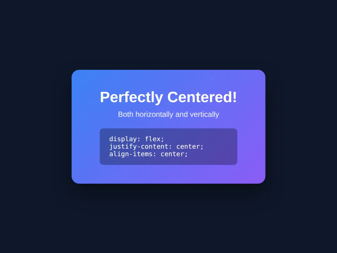The page this code makes: Center anything in seconds