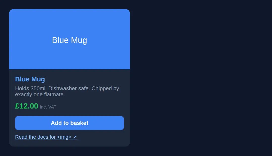 The page this code makes: img, alt, a, rel, button, div, span and class working together